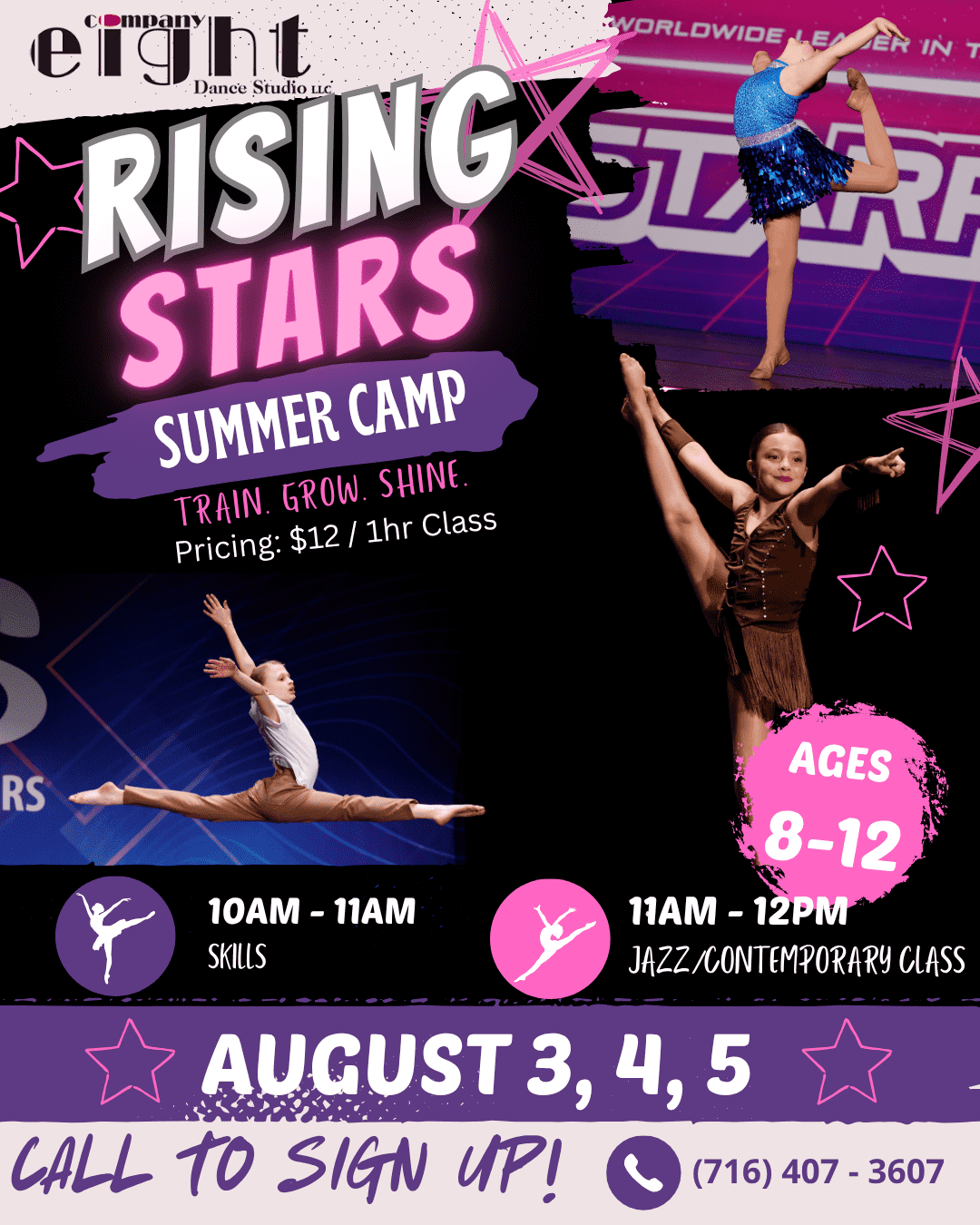 Rising Stars Summer Camp — Ages 8-12, August 3, 4, 5